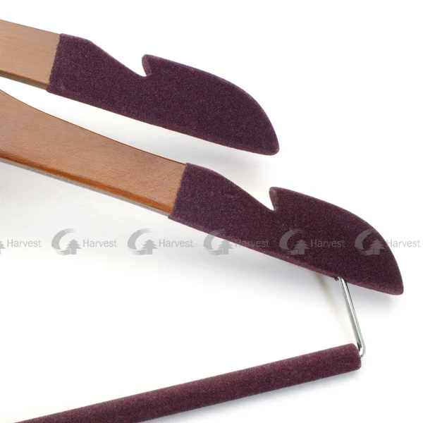 Chinese factory  velvet shoulder coated wood hanger