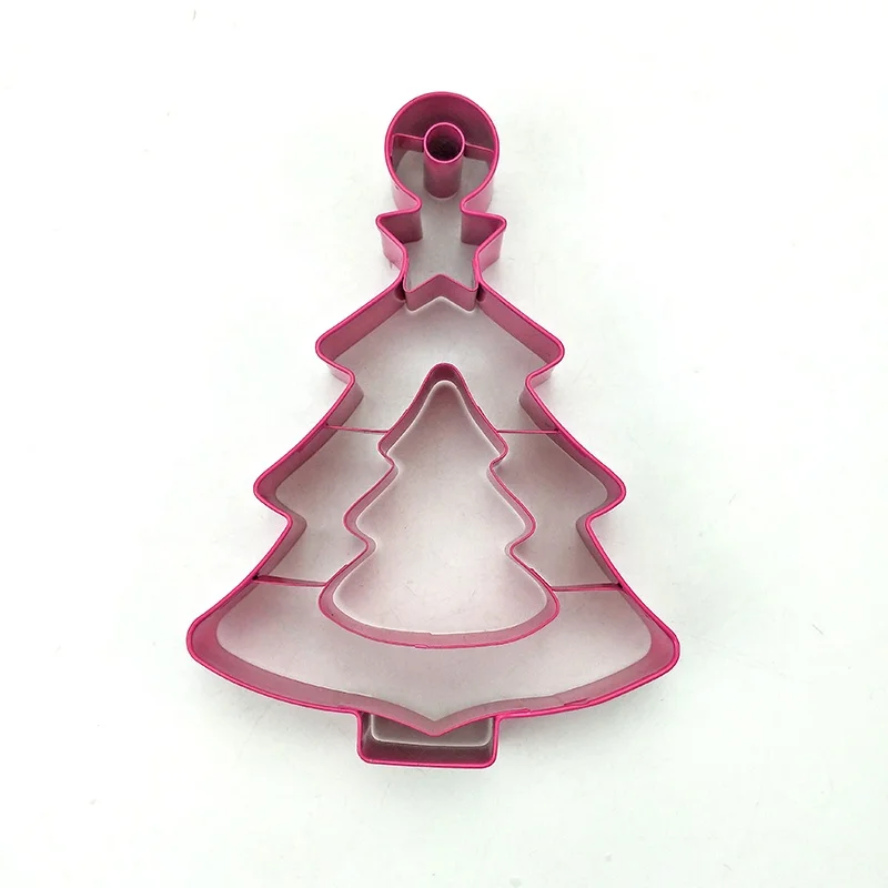 
Tree-shaped Stainless steel powder-sprayed biscuit cookie cutter mold cake mousse ring with press dessert pastry tools 