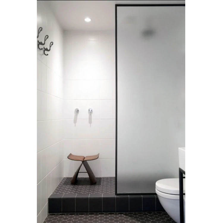
304 Stainless Steel Shower panel Frosted Glass Walk In Black Frame Shower Screen 