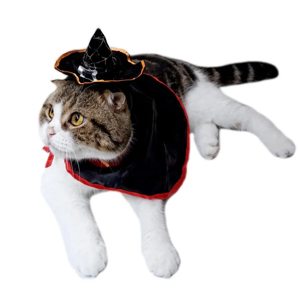Pet Halloween Cloak Suit Dog Clothes with Hat Cosplay Costume Cat Puppy Holiday Wizard Set Apparel