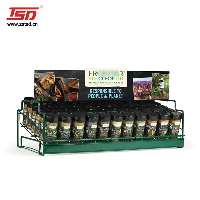retail store shop supermarket  floor metal wire sauce spices product display shelves stand rack