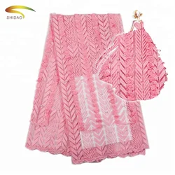 African George Flower Embroidery lace fabric With Beaded