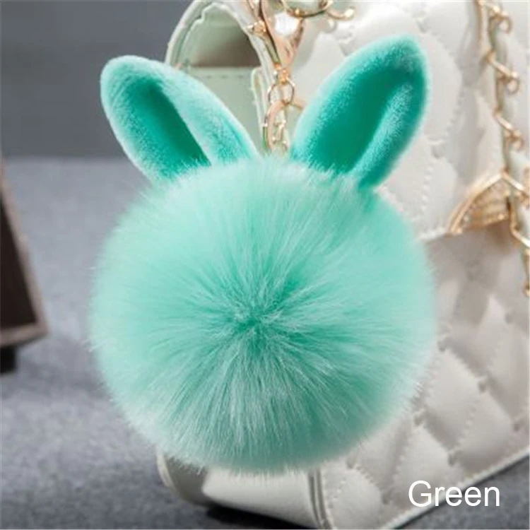 2017 New design Imitation rabbit fox pompom 8CM Fashion Plush Faux Fur Keychain