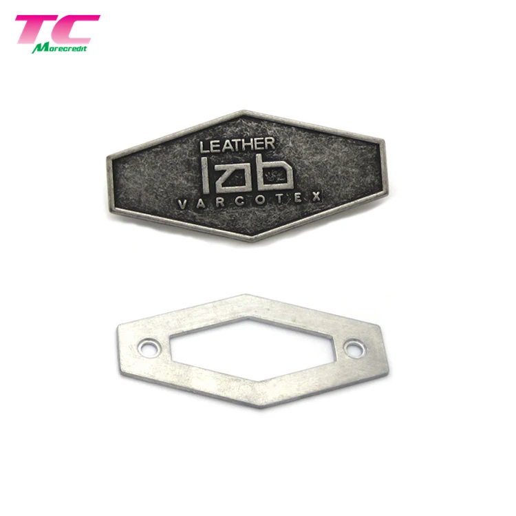 Antique Silver Special Shape Brand Custom Metal Logo Plate For Handbags