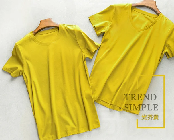 Slimming 9 color cotton short sleeve Tshirt for women slimming simple v neck Tshirt