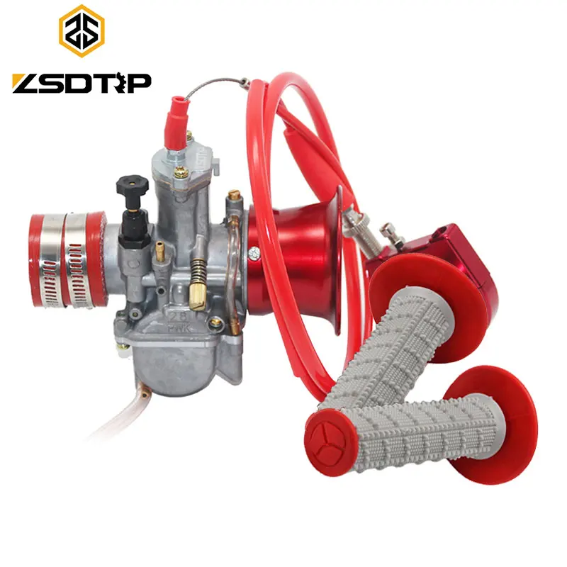
21-34mm Carburetor interface air filter cup Red Modified kit Carburetor Twister Cable Throttle turn grips with rubber hand grip 