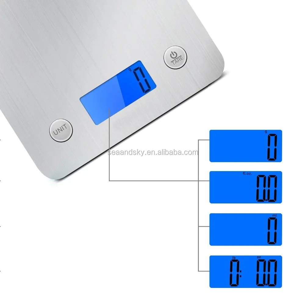 Stainless Steel Platform 11lb 5kg Digital Kitchen Scale