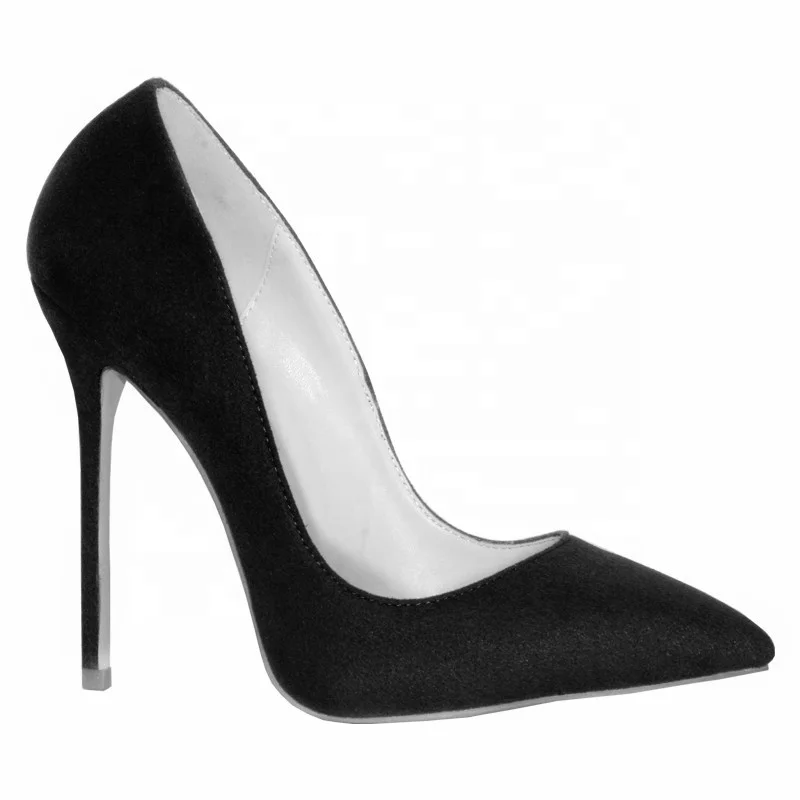 MANRINO-0424 Black Suede Leather Upper Womens Fashion Sexy Design 12 CM HIgh Heel Pointy Toe Dress Pump Shoes