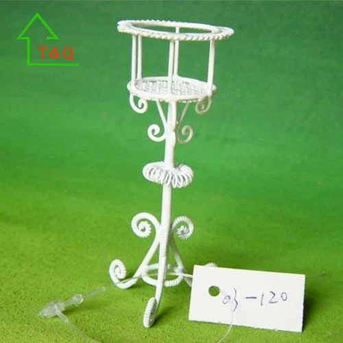 
Dolls House Miniature Furniture White Wire flowerpots stand 