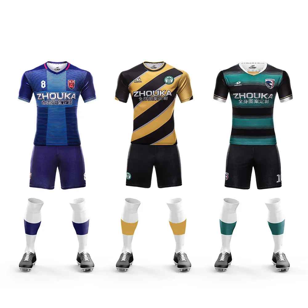 Custom your design cheap youth wholesale 100% sublimation sportswear men running football shirt striped soccer jerseys