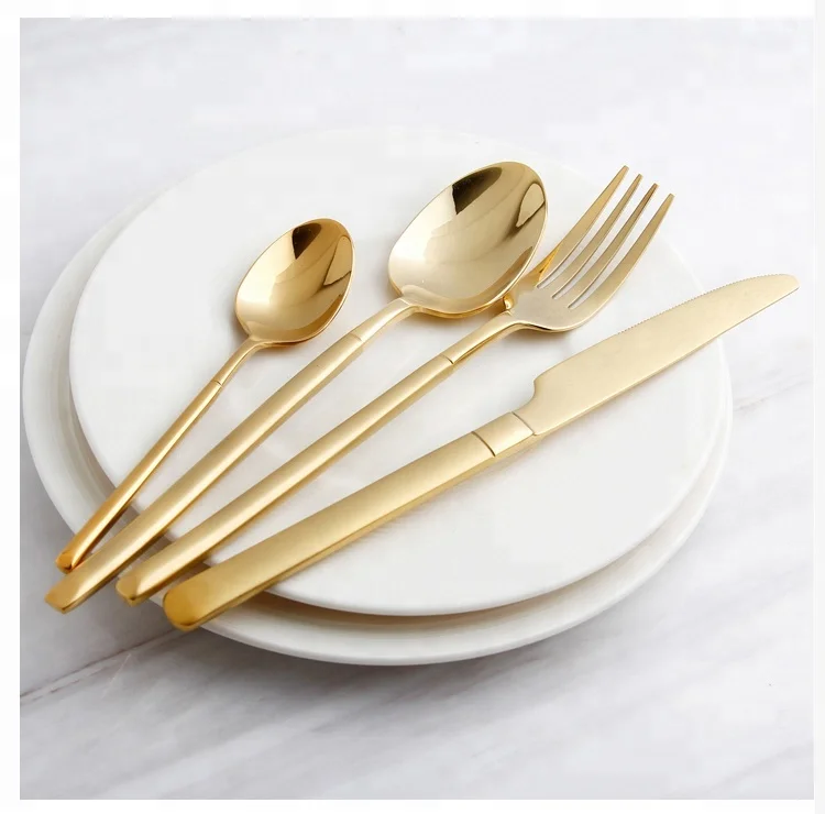 
Discount Inexpensive Flatware Set Stainless steel 18/10 Table matte gold cutlery set 