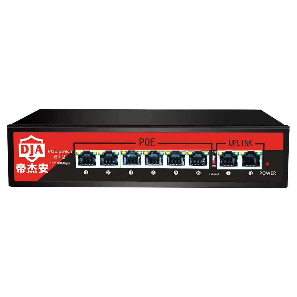 
ip camera unmanaged network SFP switch 8 6+2 port 100Mbps poe switch passive 24v 