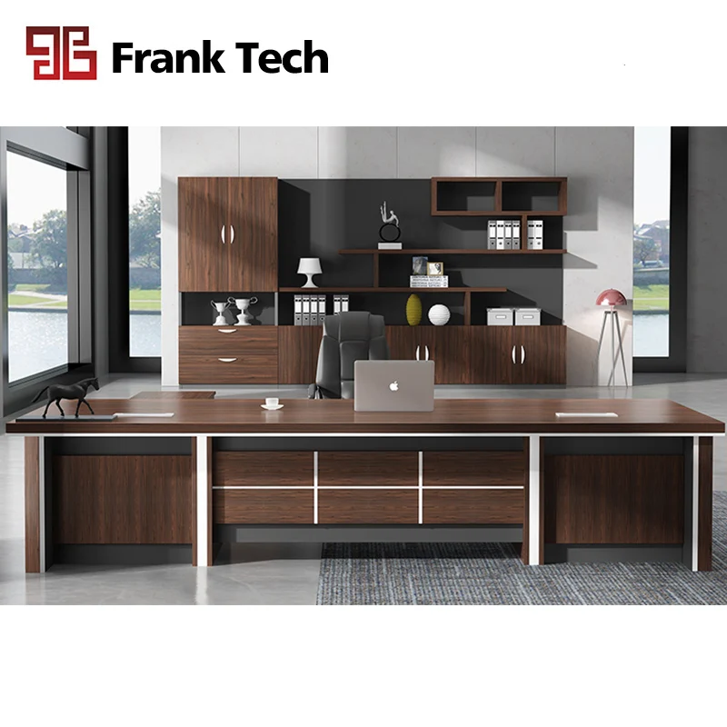 Foshan L-shape Classic Style MFC Big Office Furniture Set Modern Manager Desk Executive Computer Desk