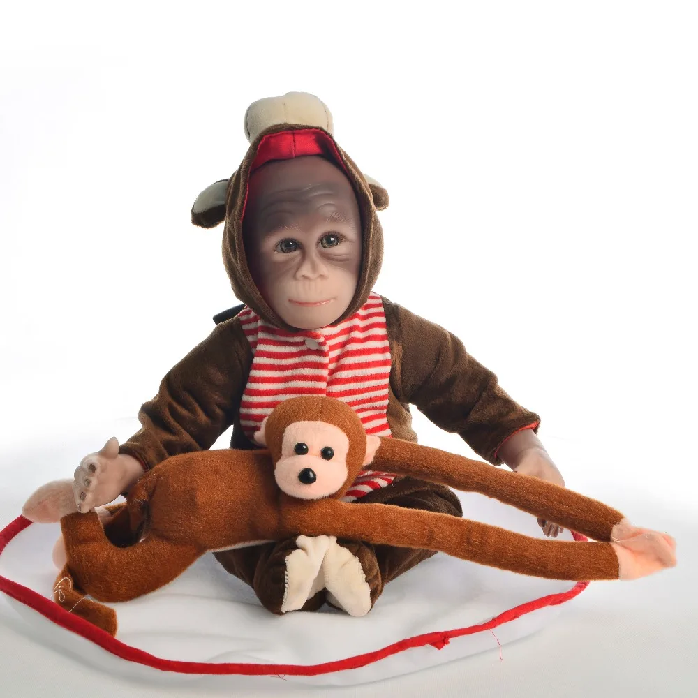 
KEIUMI New Style 19 Inch Baby Doll Toy Monkey Cloth Body Silicone 46 cm Soft Realistic Reborn Dolls Cosplay Apes Children Gift 
