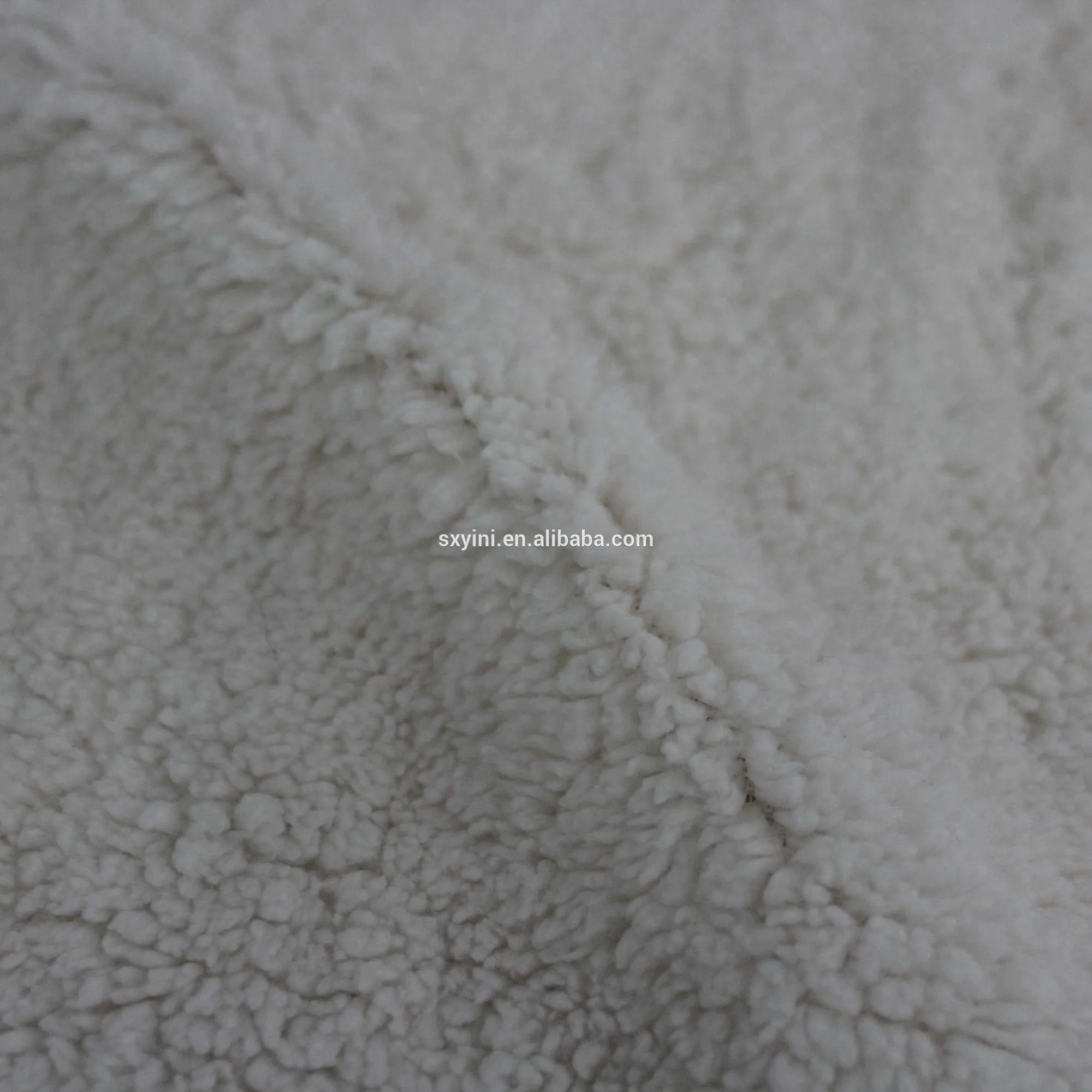 100%polyester sherpa 230gsm white knitted fabric for denim jacket lining