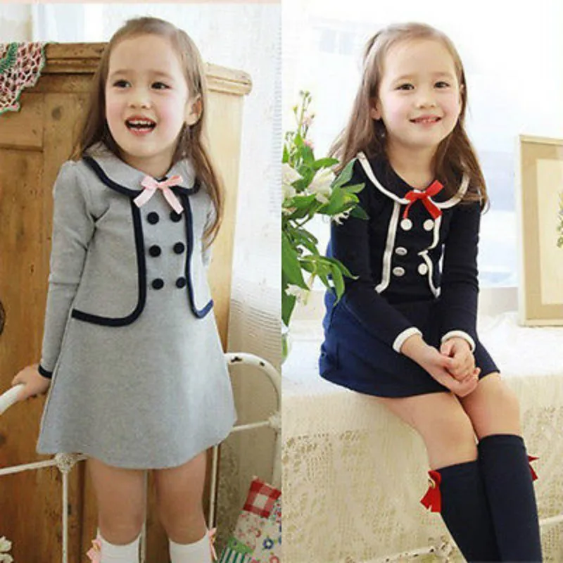2016 European and American Preppy Style Girls font b Dress b font Summer Baby Kids Girls