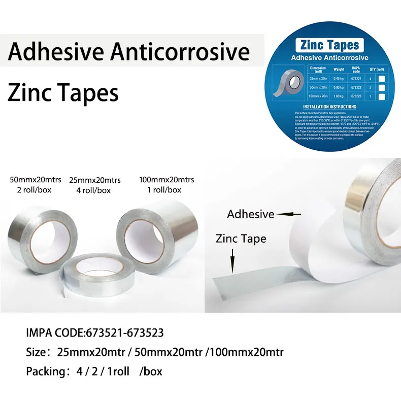 Adhesive Anti corrosive Zinc Tapes 50MMX20MTR
