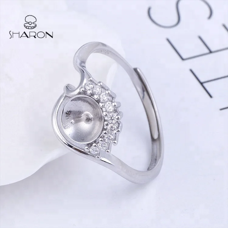 Wholesale Fashion Jewelry Sterling Silver Flower Shaped Natural Freshwater Pearl Ring