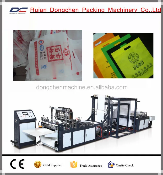 Automatic handle attaching and latitude cutting non woven bag making machine