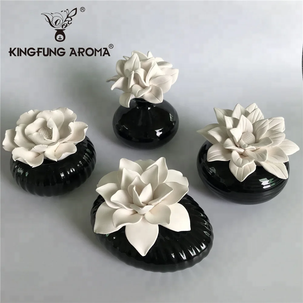 
Amazon Hot Sell Ceramic Aroma Stone Ceramic Flower Diffuser Bottle Reed Flower Air Freshener 