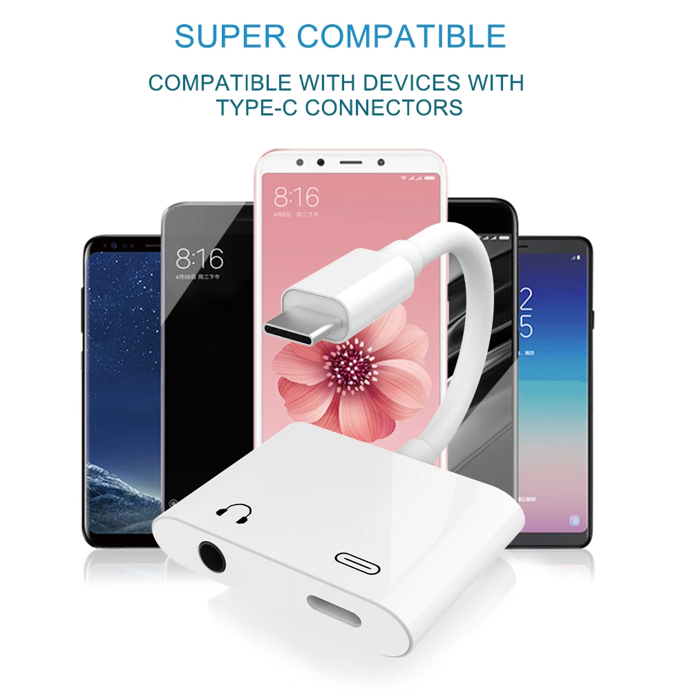USB-C Digital Audio Adapte USB Type C Headphone Jack Converter PD fast charger Adaptor for Samsung