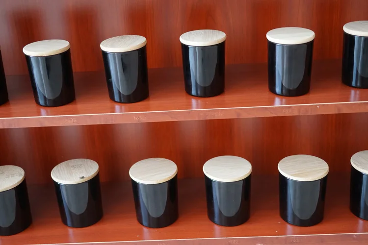  Высокоароматизированная 100% соевый воск натуральная свеча черная стеклянная банка контейнер свечи с крышкой покупка онлайн-подарка стойкий аромат