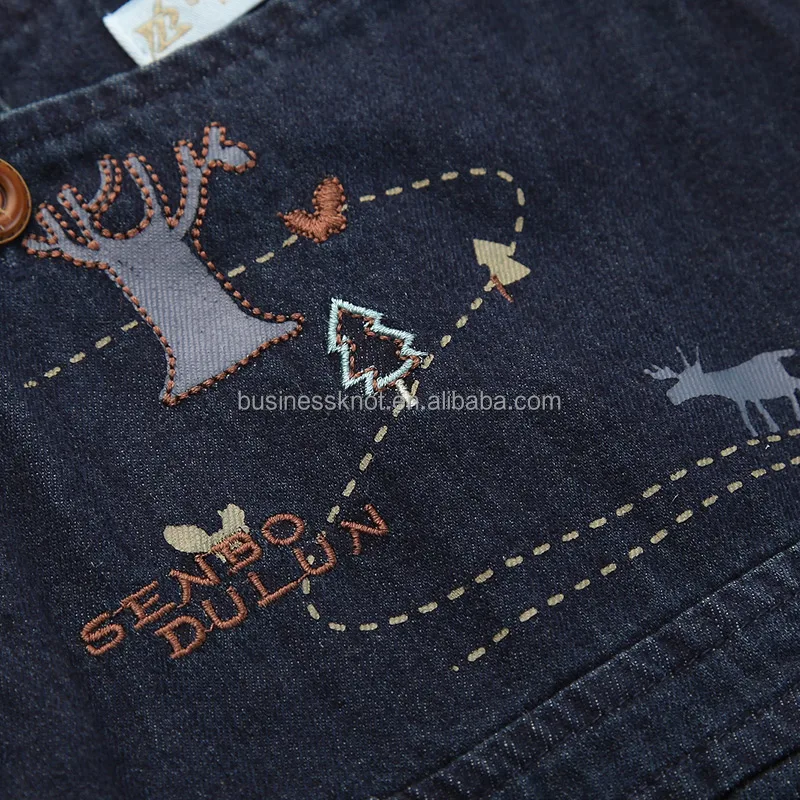 
Senbodulun OEM High Quality 100% Cotton Baby Boys Double-deck Jean Rompers Pants for Autumn 