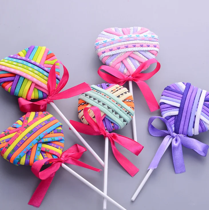 Wholesale best selling  Cute baby girls elastic hair band sweet and lovely  printed lollipop shaped elastic hair band
