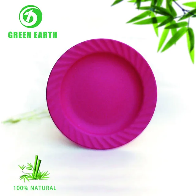 Eco-friendly natural plant fiber plate dinnerware set of 4 bamboo dishes