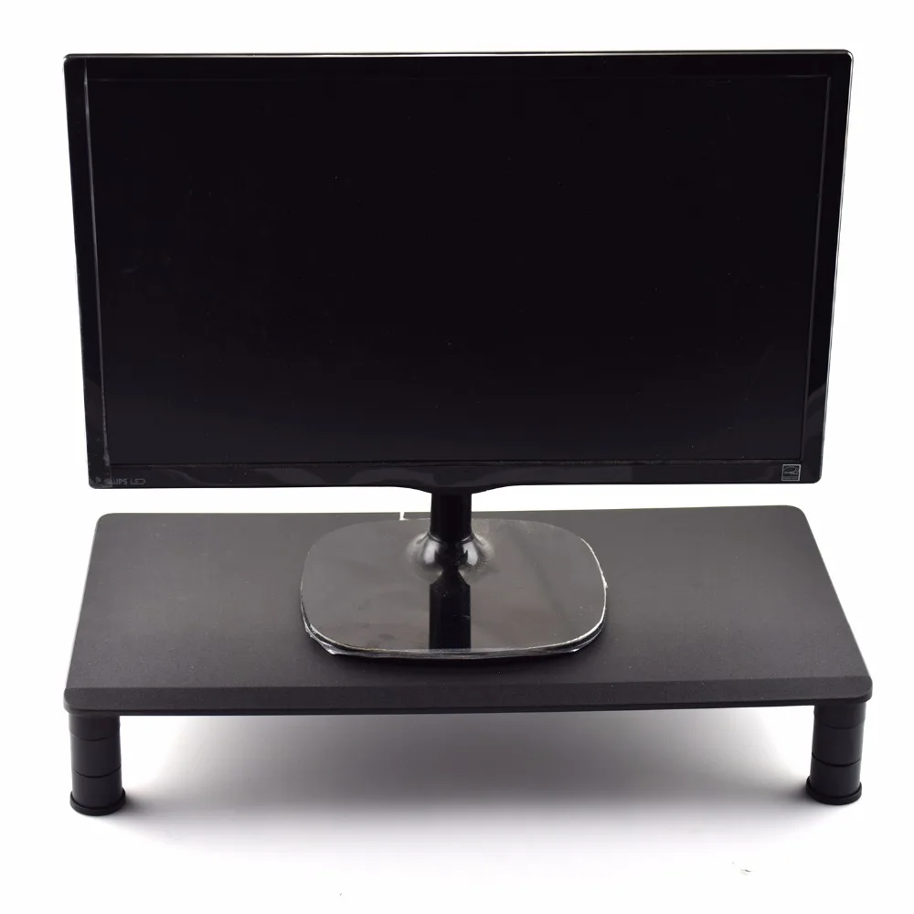 office home save space desktop monitor riser bamboo laptop stand