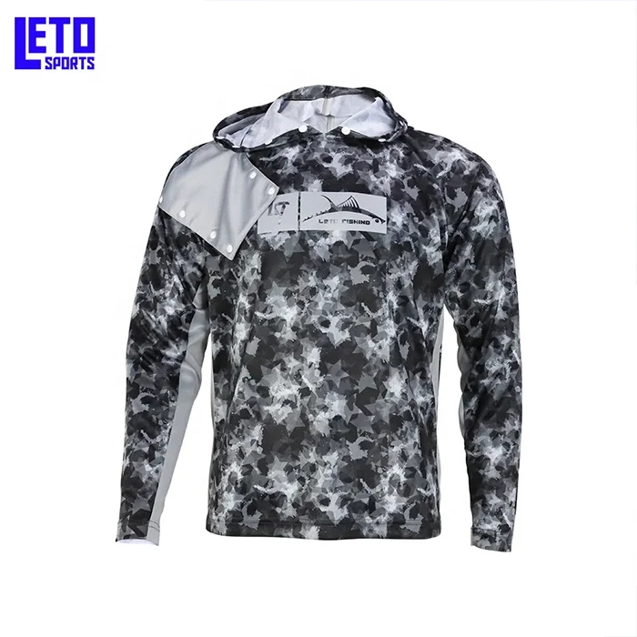 Custom Logo  UV Protection Hoodie Quick Dry Man Long Sleeve UPF50+ Fishing Shirt