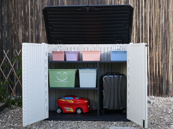 
HDPE Plastic cheap waterproof outdoor tools storage garden tool cabinet 