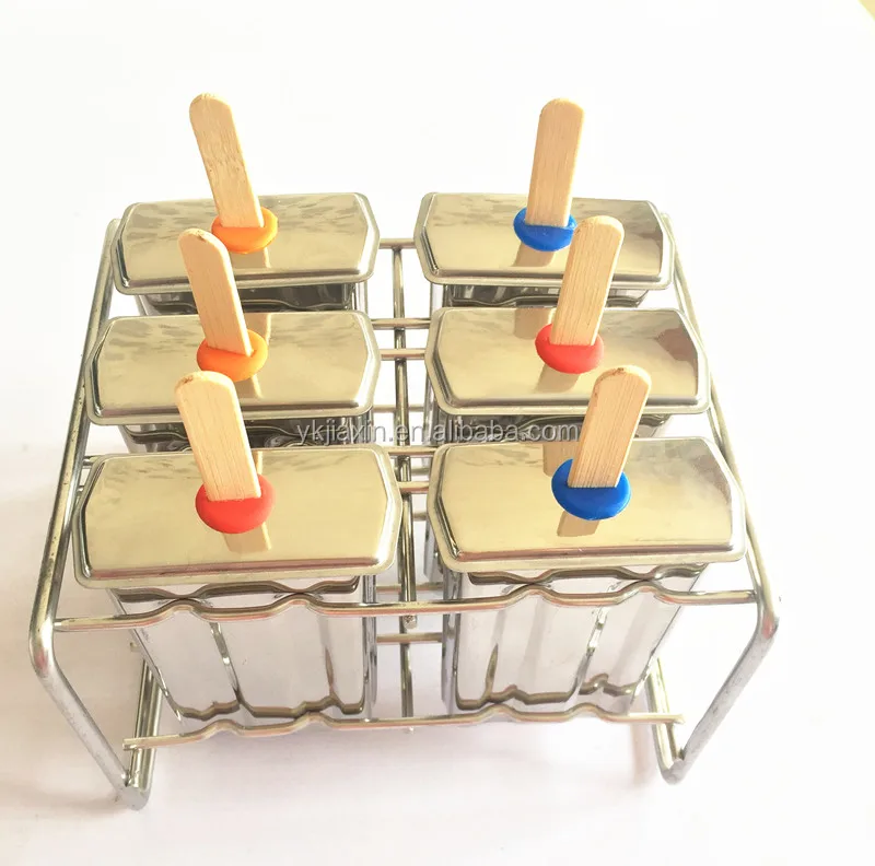 6pcs Stainless steel popsicle mould set new model