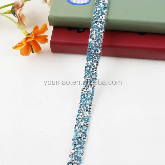 Hot Sale 1cm Crystal Diamond Trim Hotfix Rhinestones Mesh Banding For Sandal Shoes