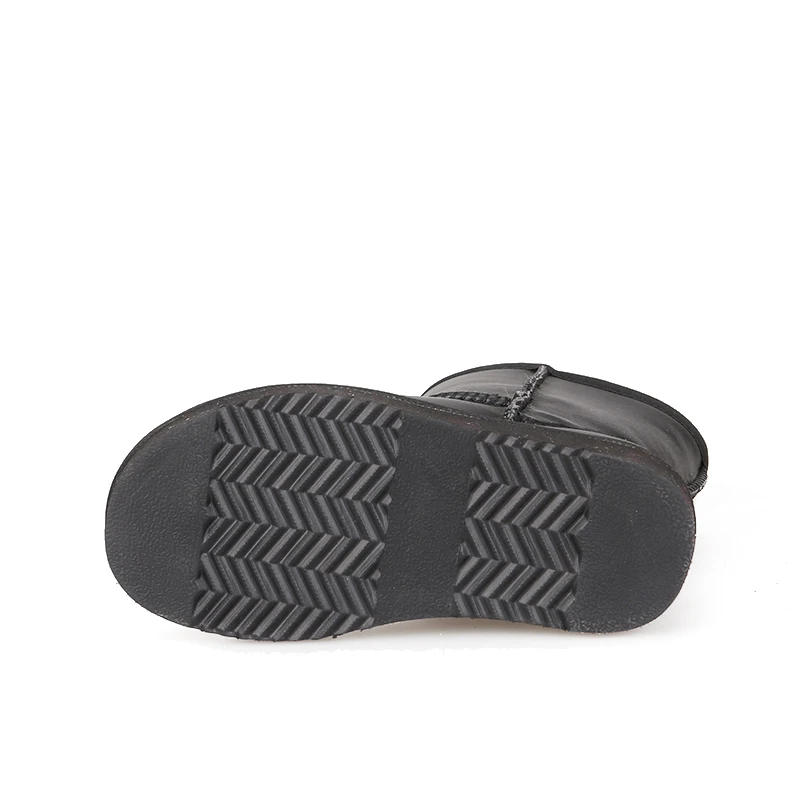 Boys gender water proof cow leather wool felt kids fur boots for girls