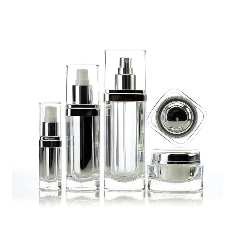 Luxury Heavy Square Shape double wall acrylic  Cosmetic Bottle for lotion skincare  SF 15/30/60/120ml