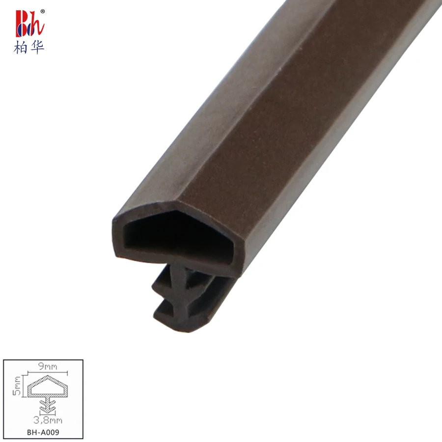 Extruded PVC Weather Dust Proof Rubber Strip Sliding Door Frame Groove Gasket Repair Soundproof Seals R 9x5x3.8mm Color Coffee