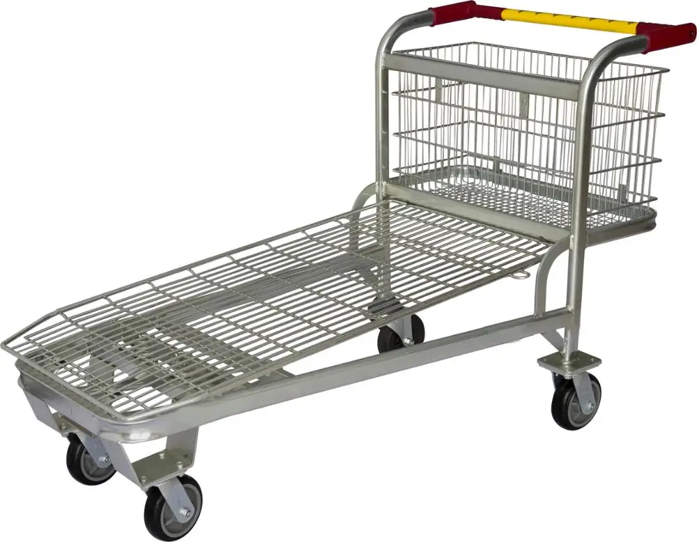 Warehouse storage hand push transport cargo platform trolley