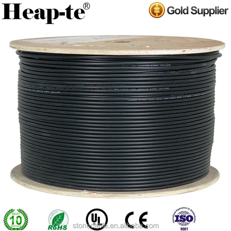 Cat6, Shielded Waterproof Tape, Direct Burial, 1000ft, Black, Bulk Ethernet Cable
