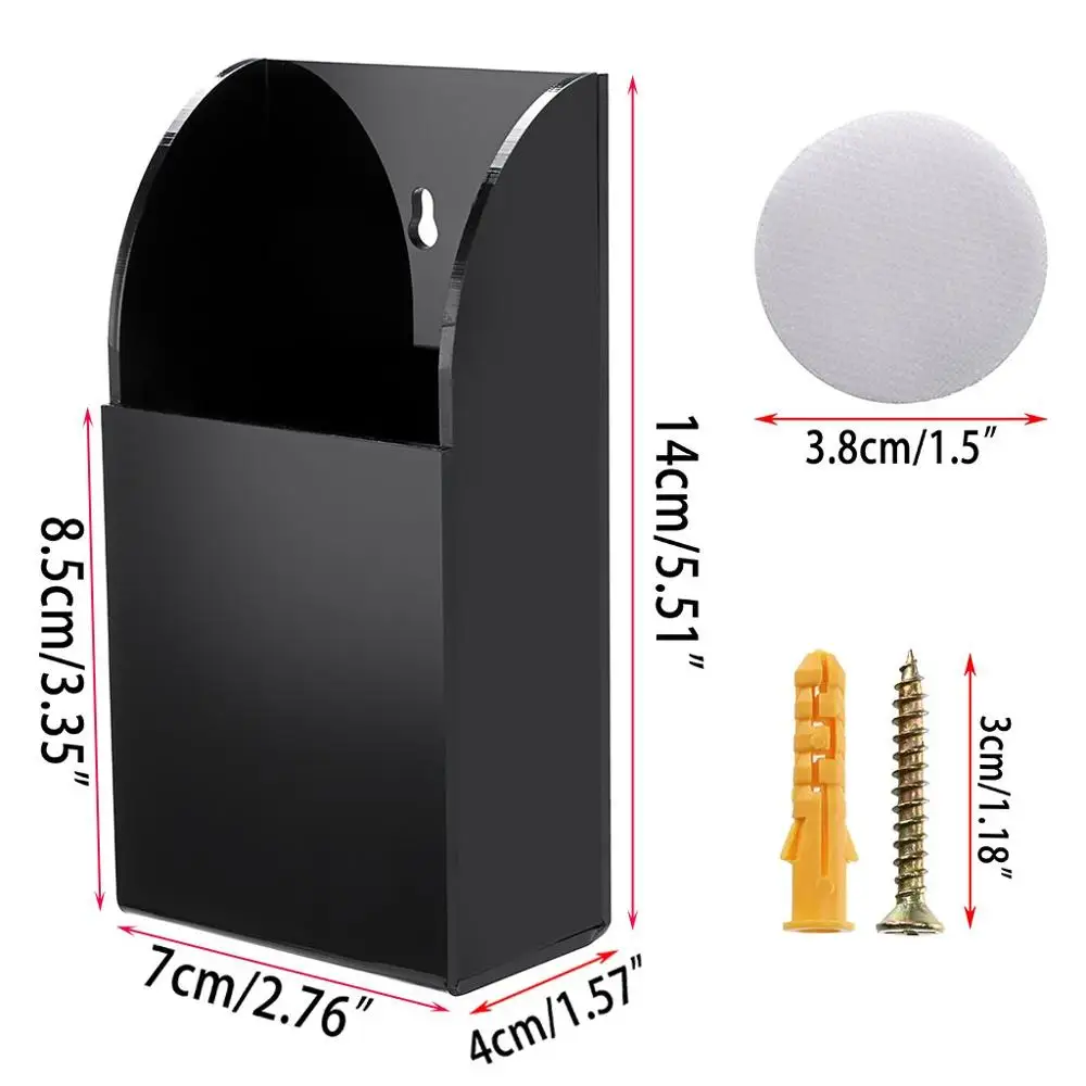 Black Acrylic Media Organizer Storage Box Wall Mount Remote Control Holder