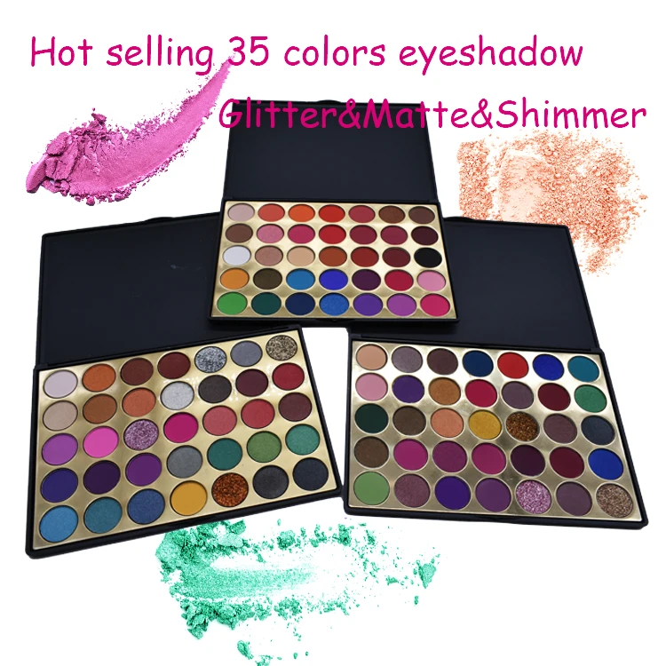 
Оптовая продажа, OEM логотип, 35 цветов, фирменная торговая марка, тени для век, блестящая Мерцающая матовая палитра 