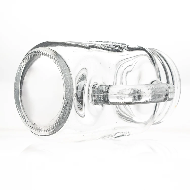 Drinkware Supplier 420ml 15oz Square Shaped Engraving Empty  Glass Mason Jar Cup With Handle
