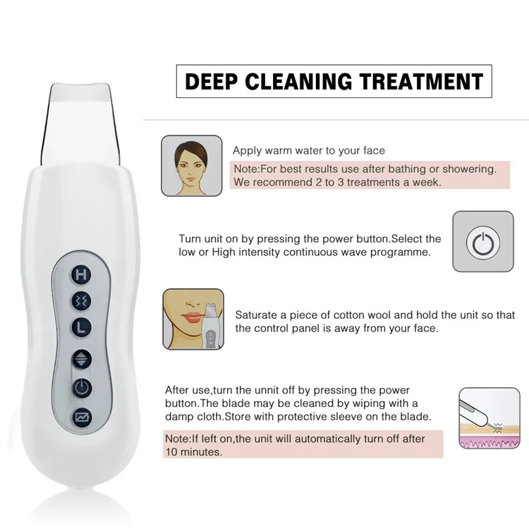 professional sonophoresis ems facial face ultrasonic ion skin scrubber peeling spatula beauty machine portable