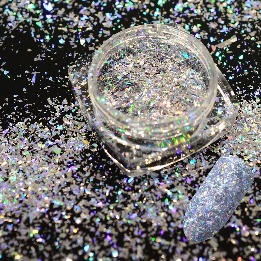 
Dazzling nail art laser flake in12colors nail art irregular fragment nail laser glitter flakes 