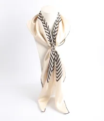 New style 90*90 square stripe printed luxury 100% silk scarf