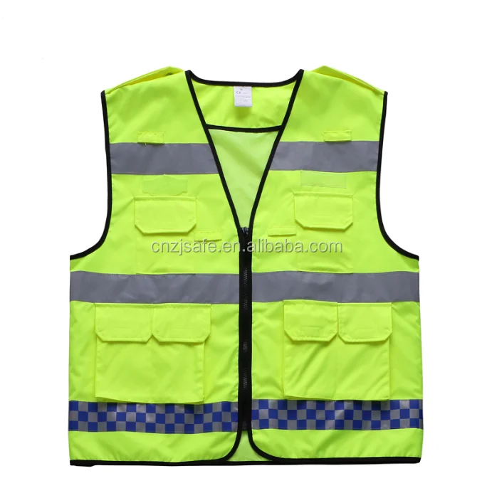 high visibility reflective tape with zipper safety vest