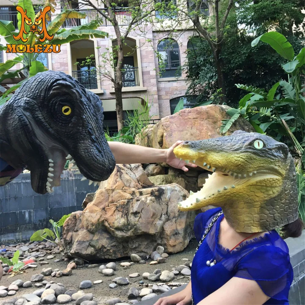 
Molezu Made in China Wholesale Custom Halloween Cheap Realistic Crocodile Animal Silicone Mask for Carnival Party 