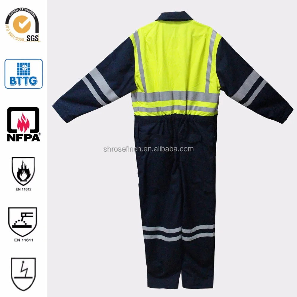 EN20471 High Visibility Safety Work Clothes Resistant coverall with FR reflective tapes