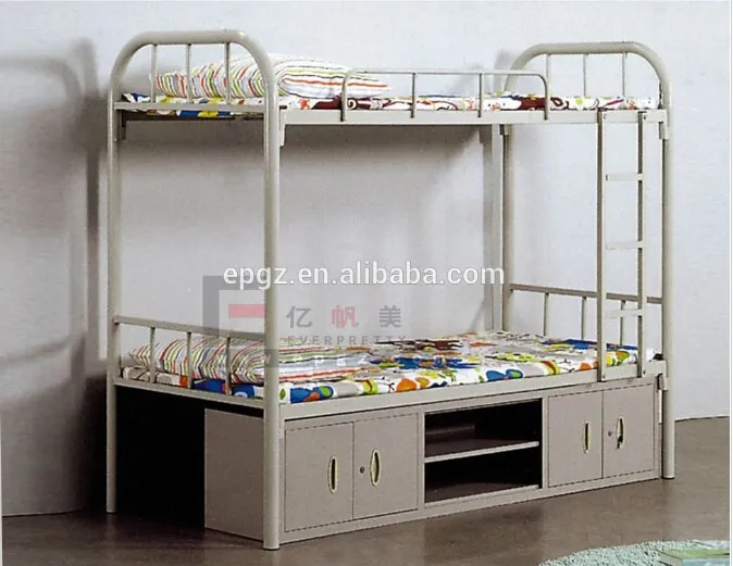 School Dormitory Furniture Student Iron Bunk Bed, Single Metal Bunk Bed with Drawer