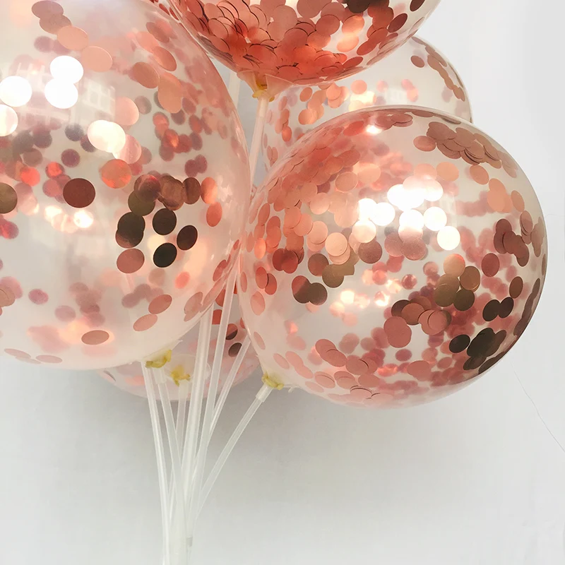 12inch Clear Latex Balloon Rose Gold Foil Confetti Transparent Balloon Happy Birthday Baby Shower Wedding Party Decorations